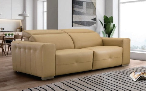 Sofá de diseño con relax modelo KATI en piel color camel