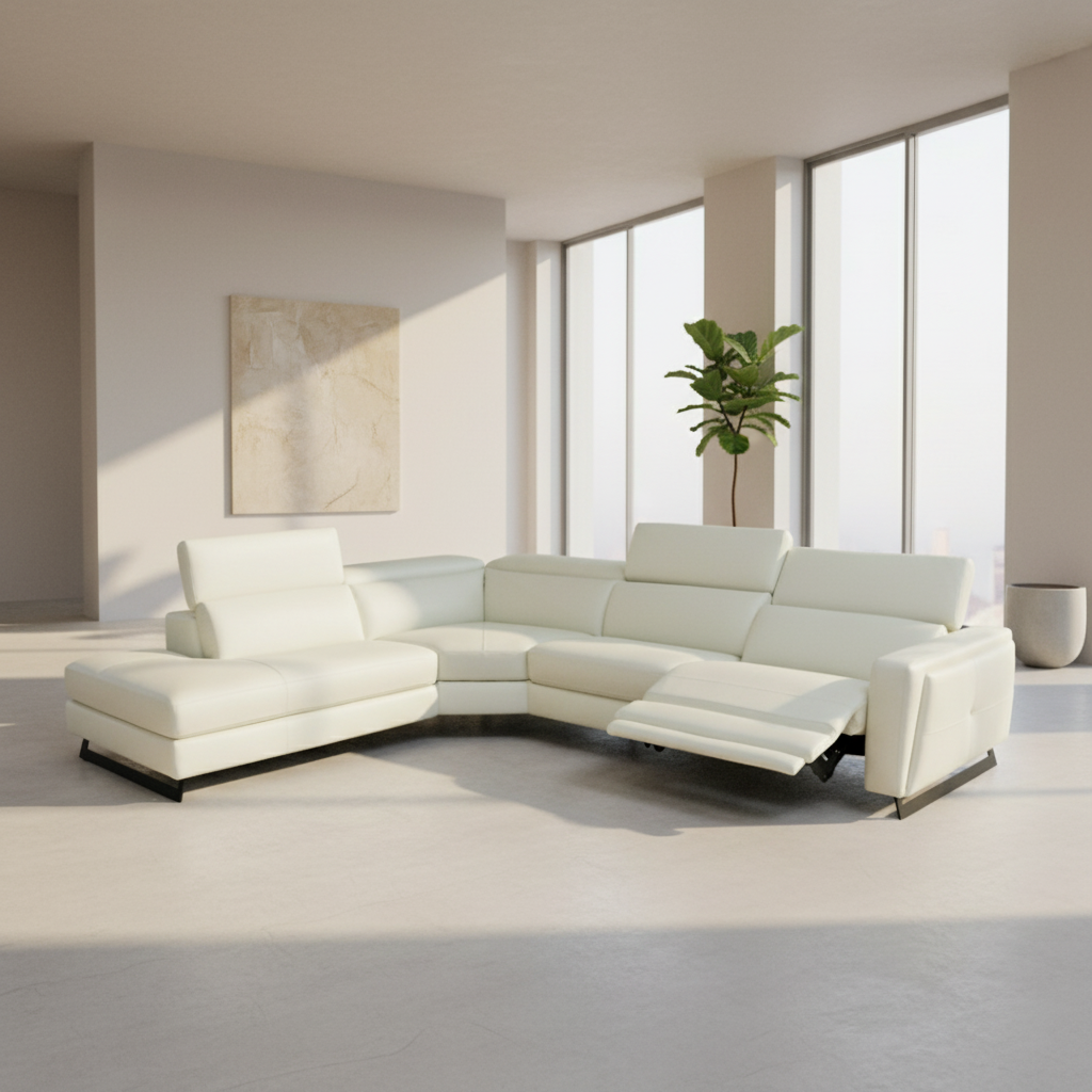 Rinconera de diseño con relax modelo Manifesto tapizado en piel