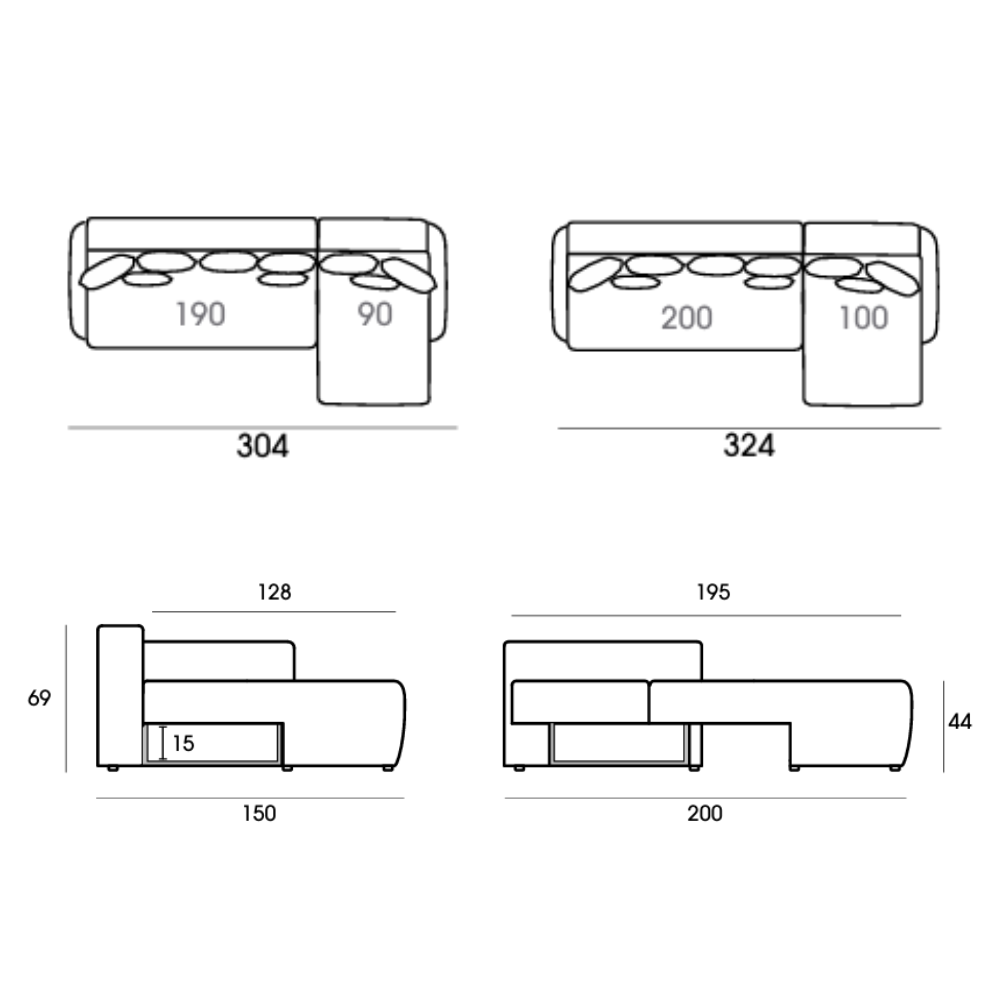 Chaiselongue cama modelo BASINGER tapizado Aquaclean