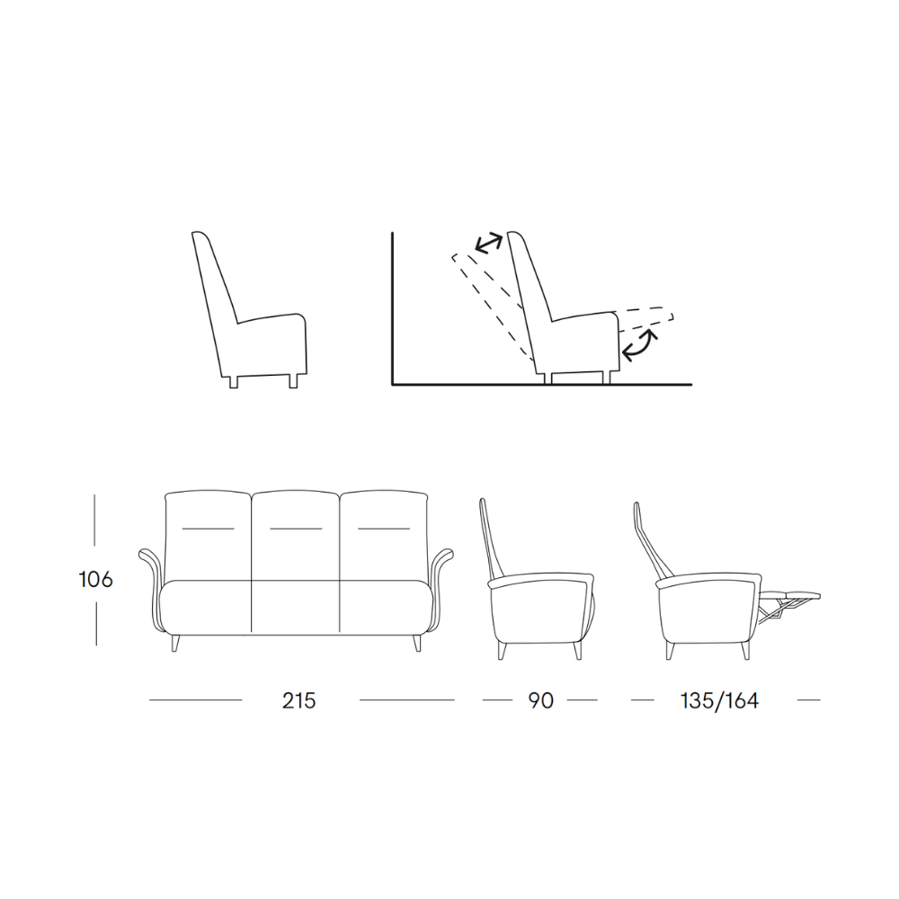 Sofá relax motorizado con cabezal ajustable modelo NAO