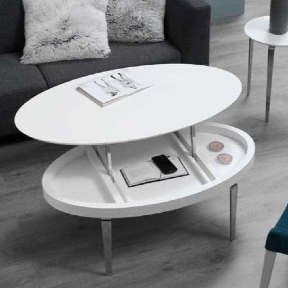Mesa centro de diseño elíptico elevable