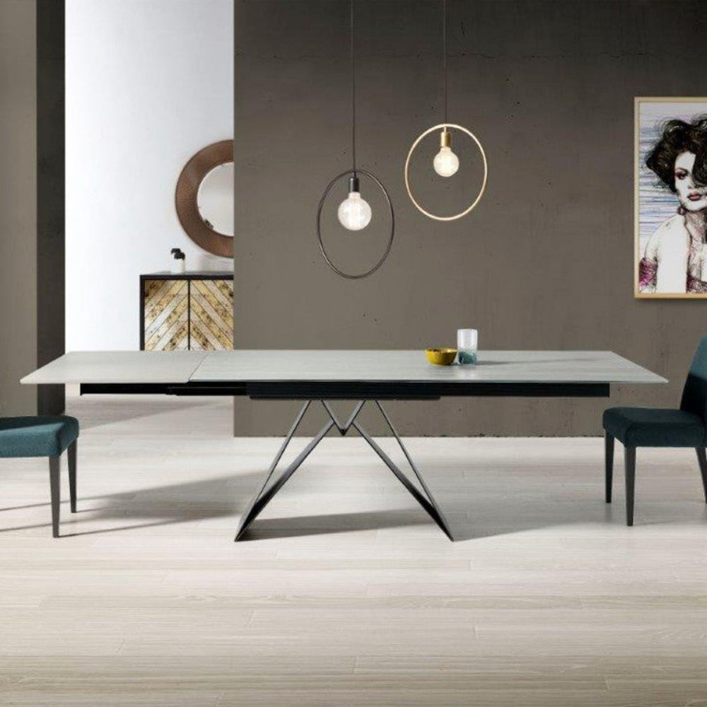 Mesa comedor de diseño extensible modelo IN-NS tapa porcelánico