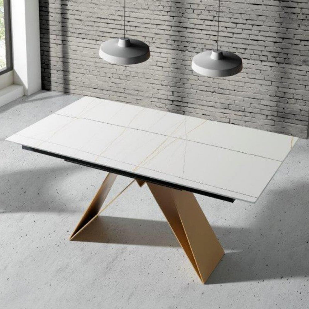Mesa comedor de diseño extensible modelo IN-NS tapa porcelánico