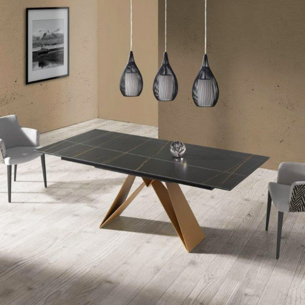 Mesa comedor de diseño extensible modelo IN-NS tapa porcelánico