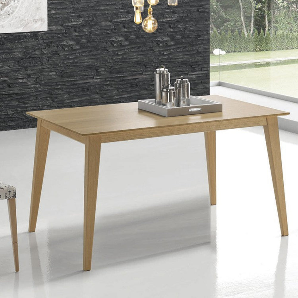 Mesa comedor de diseño extensible modelo IN-NRDC tapa madera