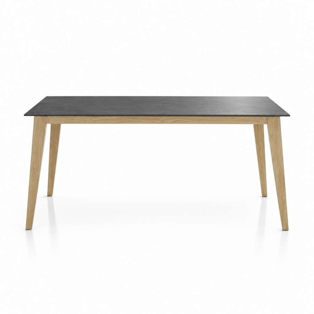 Mesa comedor de diseño extensible modelo IN-NRDC tapa porcelánico