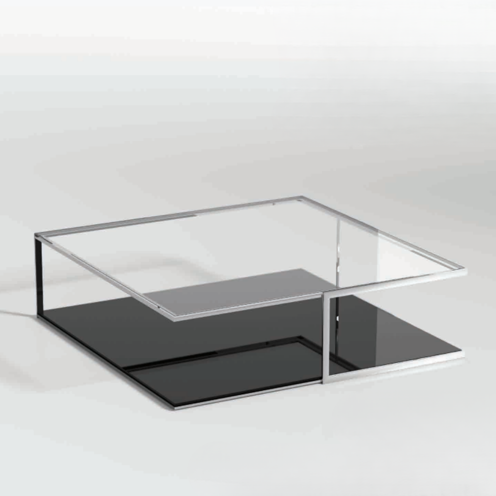 Mesa de centro Acero y Cristal con Base Lacada