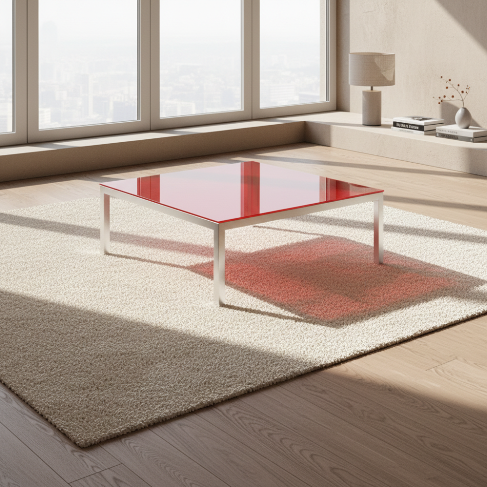 mesa centro 35 acero inoxidable cristal tintado diseno Sidivani Disponible en nuestras tiendas de diseño Sidivani en Madrid y en nuestra web