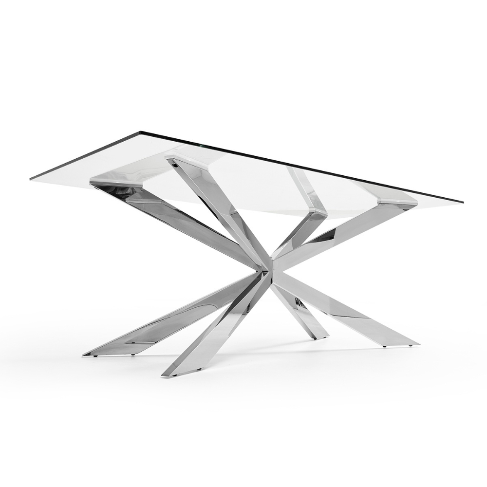 Mesa de Comedor Fija modelo MILANO Tapa Cristal