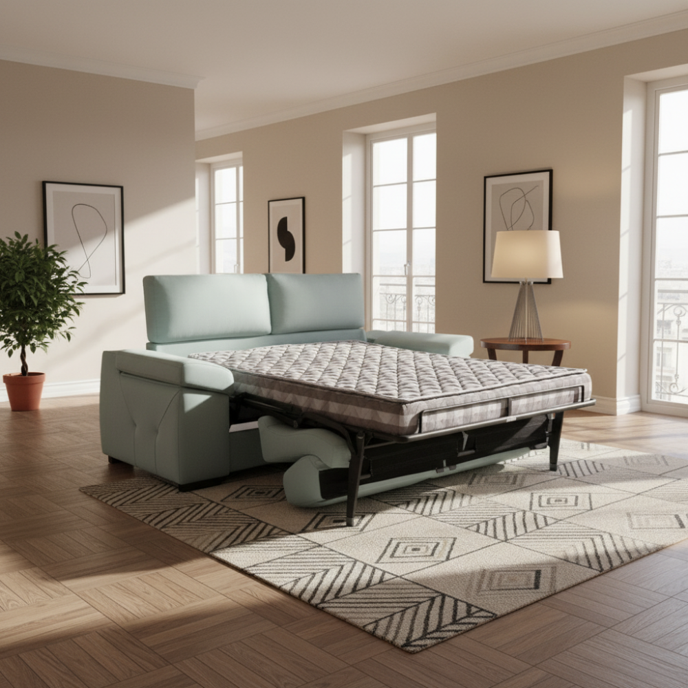 Sofá cama con cabezal reclinable y apertura italiana modelo NETTUNO