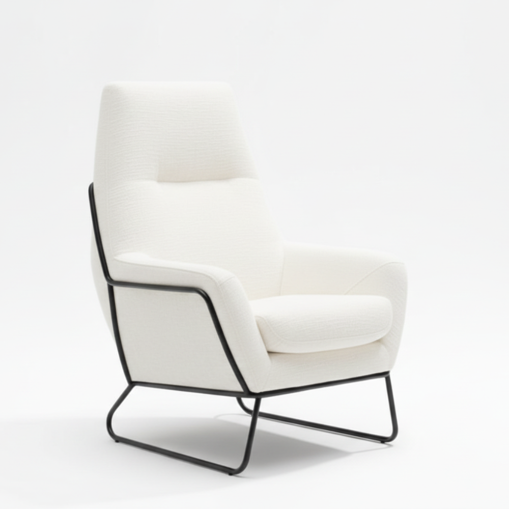 Sillón con pie metal modelo NICASSIA Tapizado Aquaclean