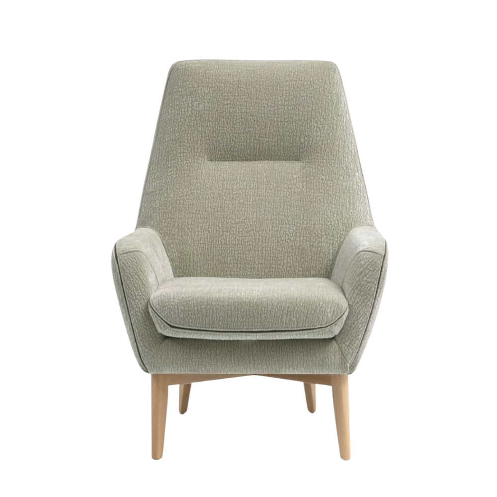 Sillón con patas de madera modelo NICASSIA Tapizado Antimanchas