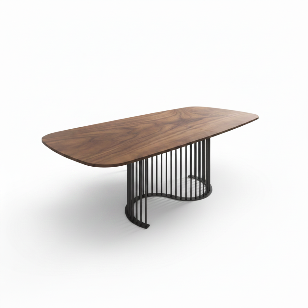 Mesa comedor extensible de diseño Modelo Nilo tapa nogal