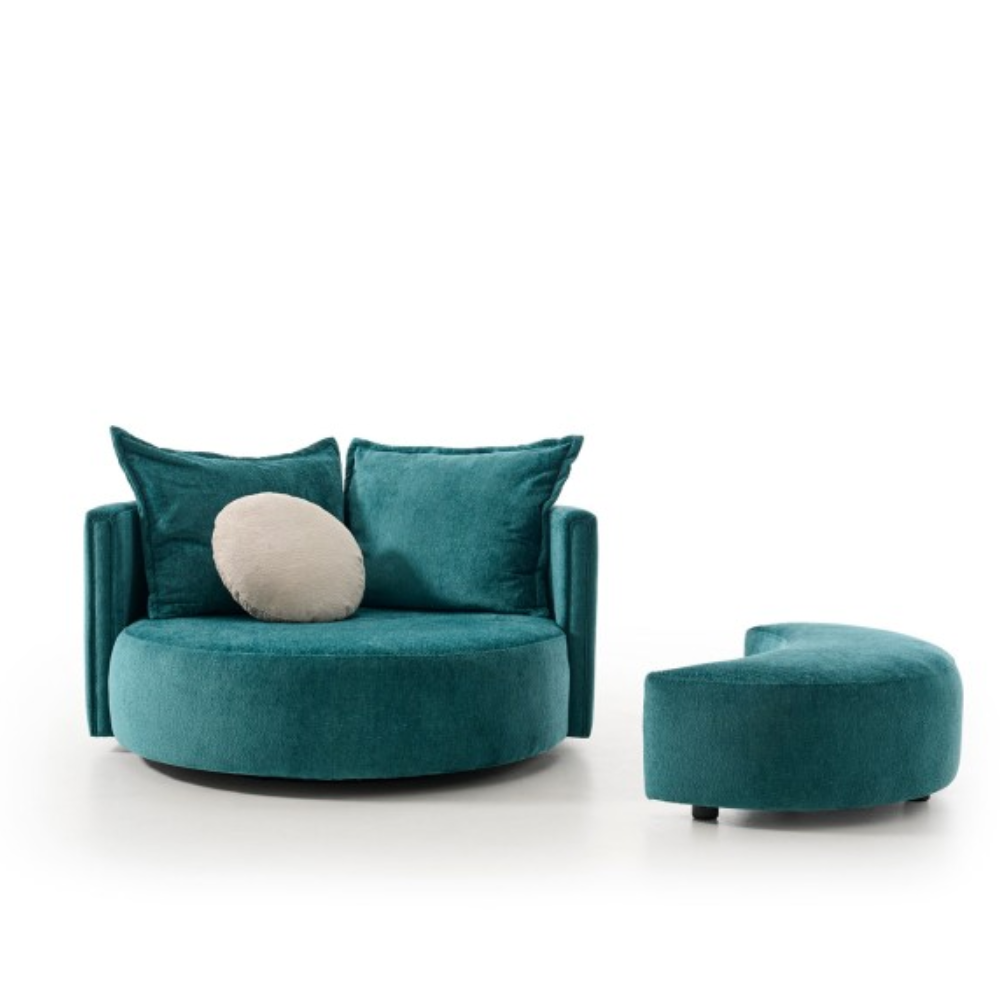 Sillón giratorio de diseño circular y amplia sentada modelo OLAVIDE