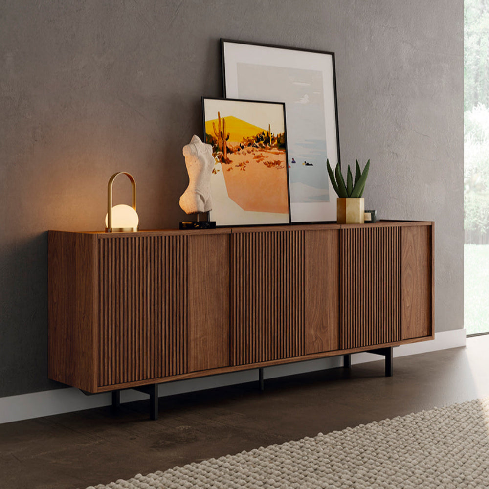 Aparador de diseño Frente Combinado Liso-Rayado Acabado Madera
