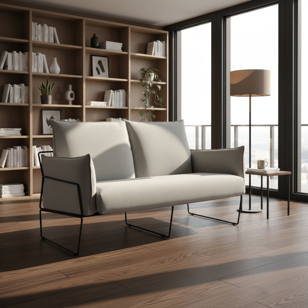 Sofá 2 Plazas modelo RIDDIM con Estructura Cromada en Hierro