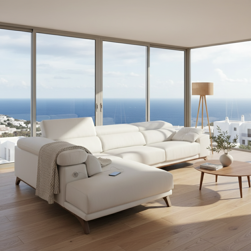 Rinconera de diseño modelo MADEIRA Tapizado Aquaclean