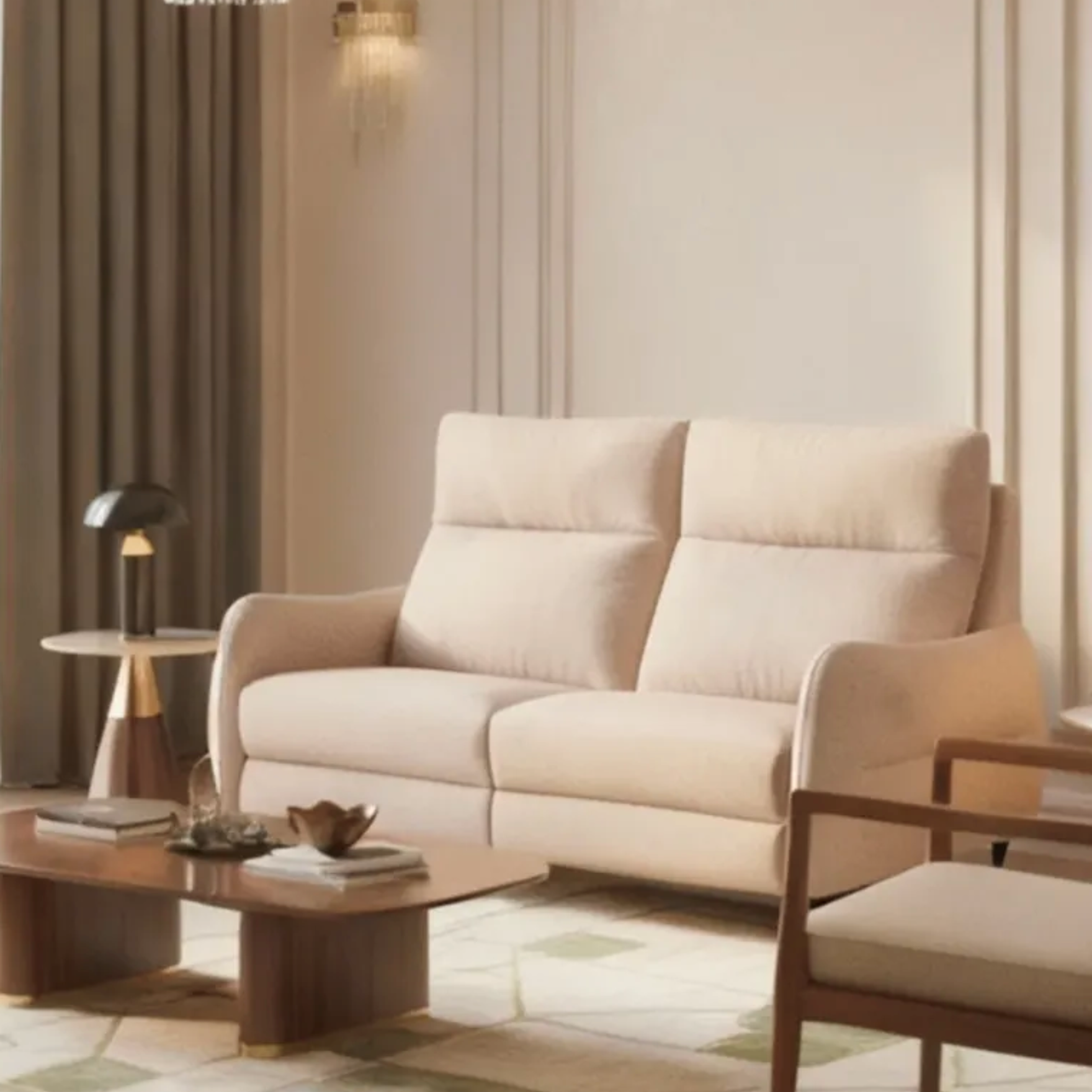 Sofá de fondo reducido modelo RIVER con asientos fijos