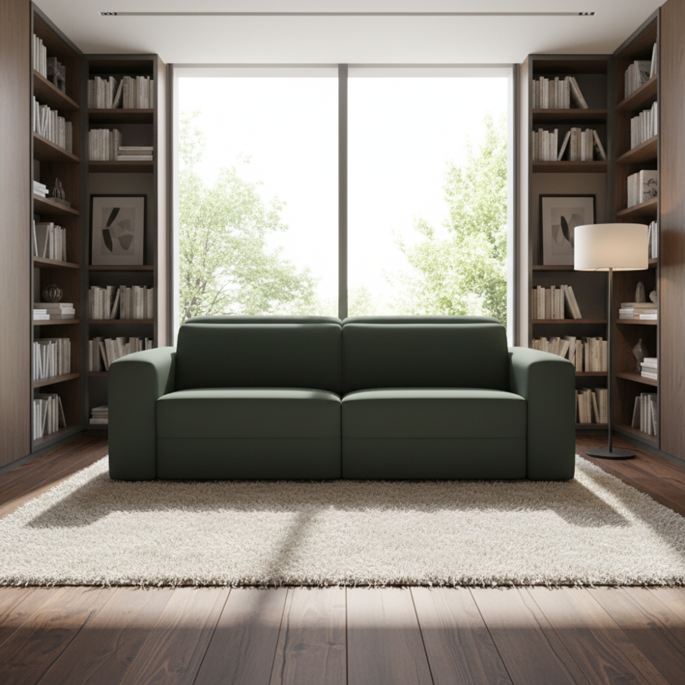 Sofá 2 asientos modelo RUGGIANI en piel con asientos fijos