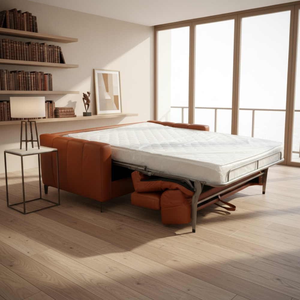 Sofá cama de diseño en piel modelo SHAFT