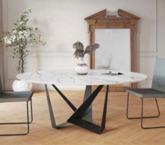 Mesa comedor de diseño circular Modelo Adaratd Tapa Porcelanico