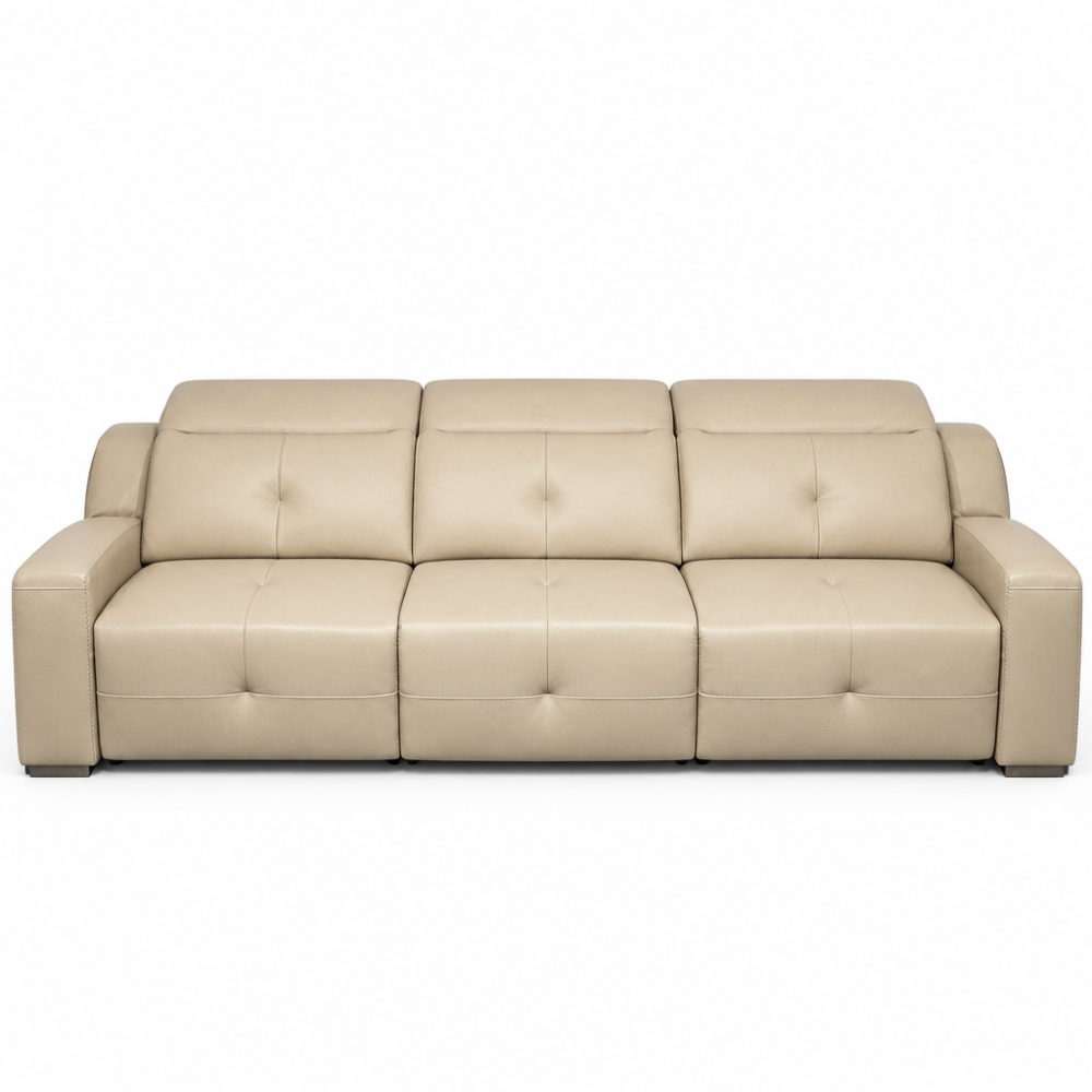 Sofá lineal modelo TRESOR con 2 asientos relax en piel