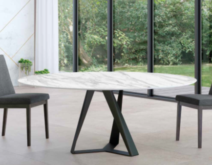 Mesa comedor de diseño circular Modelo Tryp Tapa Porcelanico