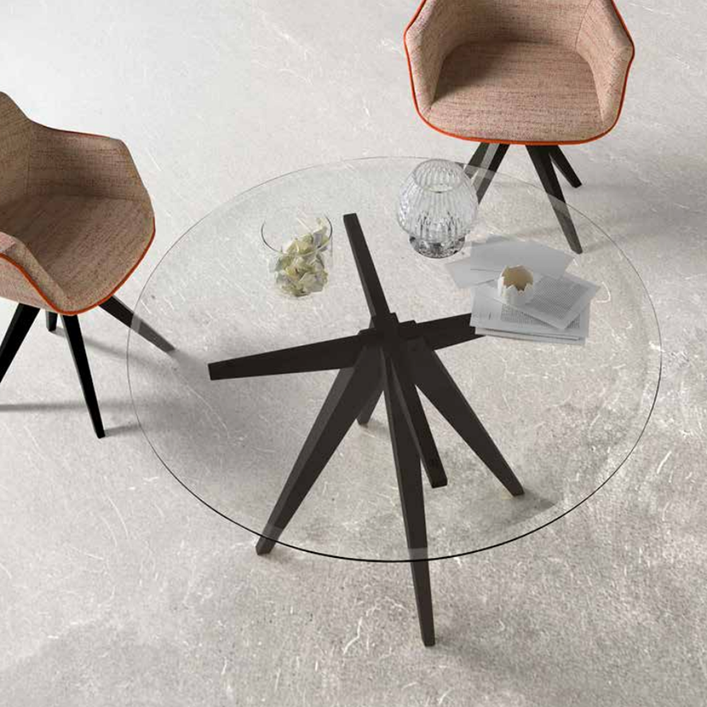 Mesa de Comedor Modelo NC-GST FIX GLASS Tapa de Cristal