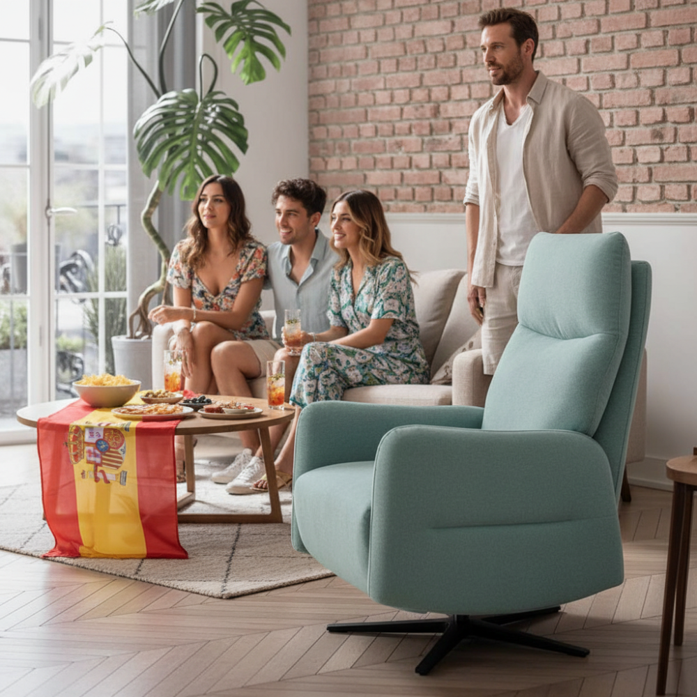 Sillón giratorio con relax eléctrico modelo ZEPPELIN tela Aquaclean