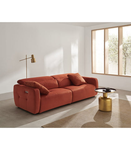 Sofá de diseño con asientos relax modelo BOSSANOVA en tela aterciopelada Aquaclean