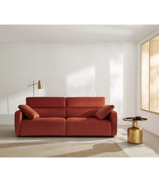 Sofá de diseño con asientos relax modelo BOSSANOVA en tela aterciopelada Aquaclean
