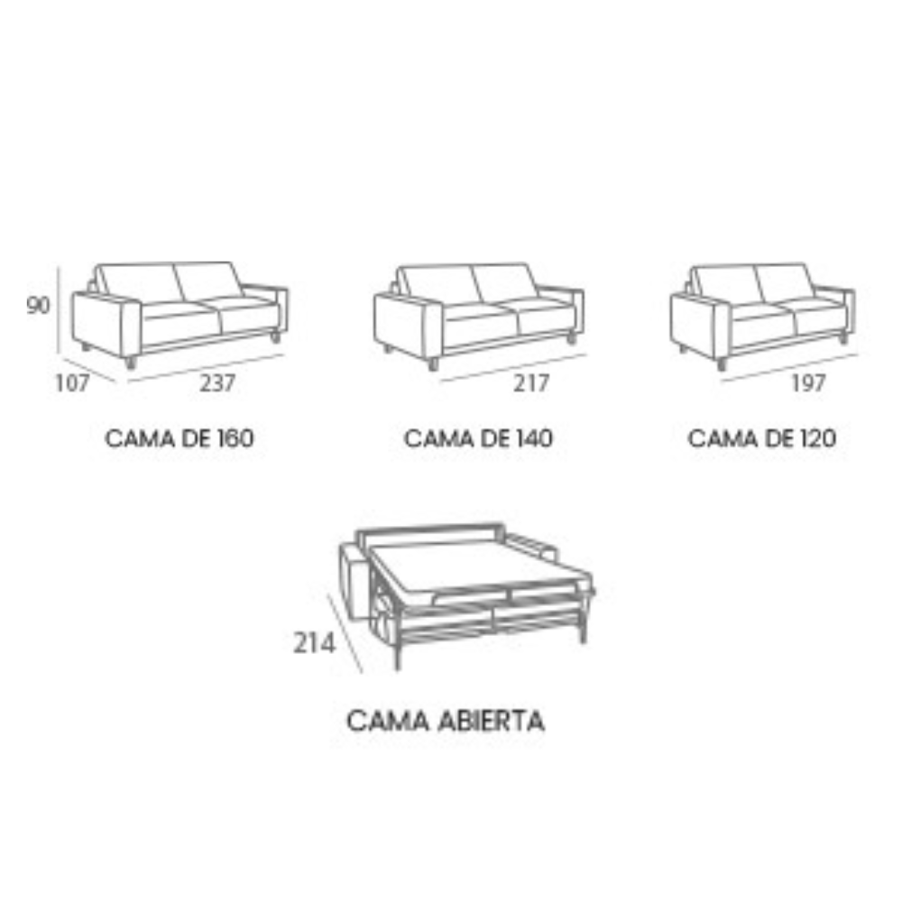 Sofá cama con sistema Italiano modelo MILFORD tapizado Aquaclean