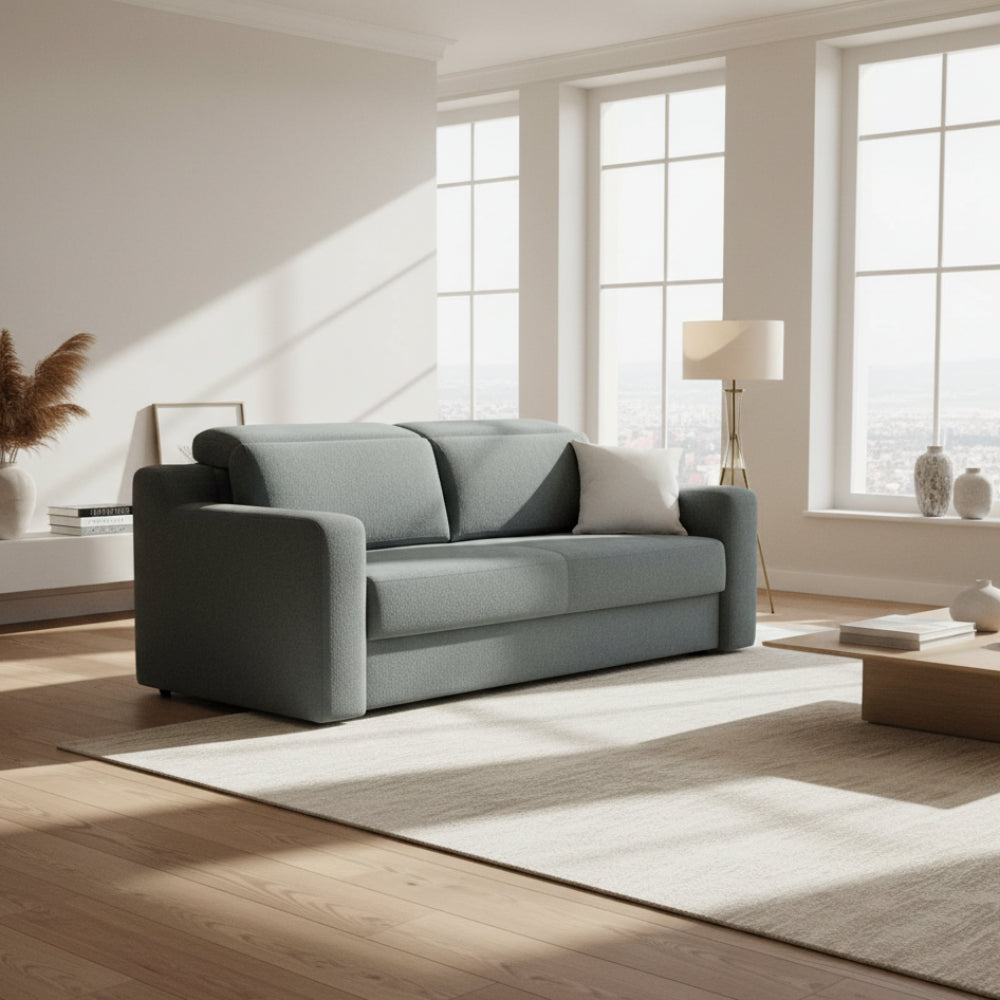 Sofá cama con cabezal reclinable y sistema de apertura italiana AMORE