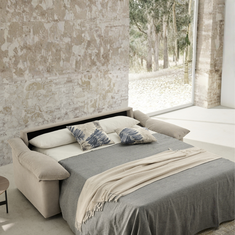 Sofá cama modelo BERTON con sistema  de apertura italiana Tapizado con entrega Express