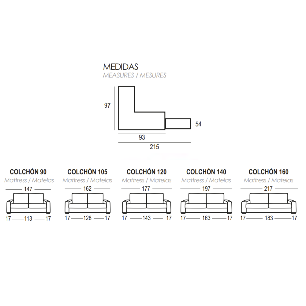 Sofá cama apertura italiana modelo JÚPITER