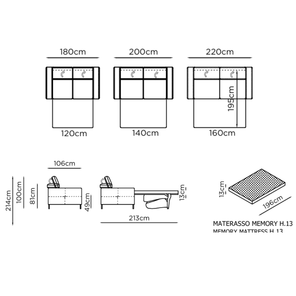 Sofá cama tapizado en piel Modelo SOLLER