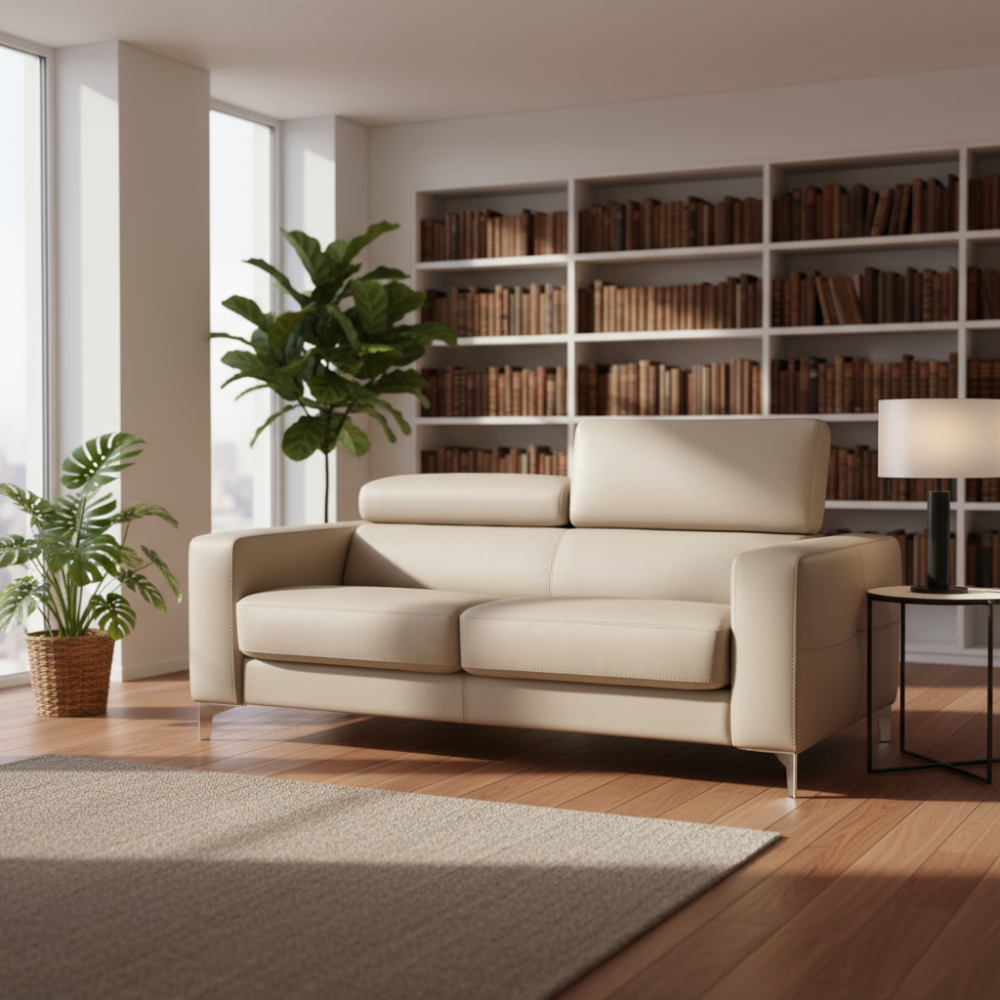 Sofá cama tapizado en piel Modelo SOLLER