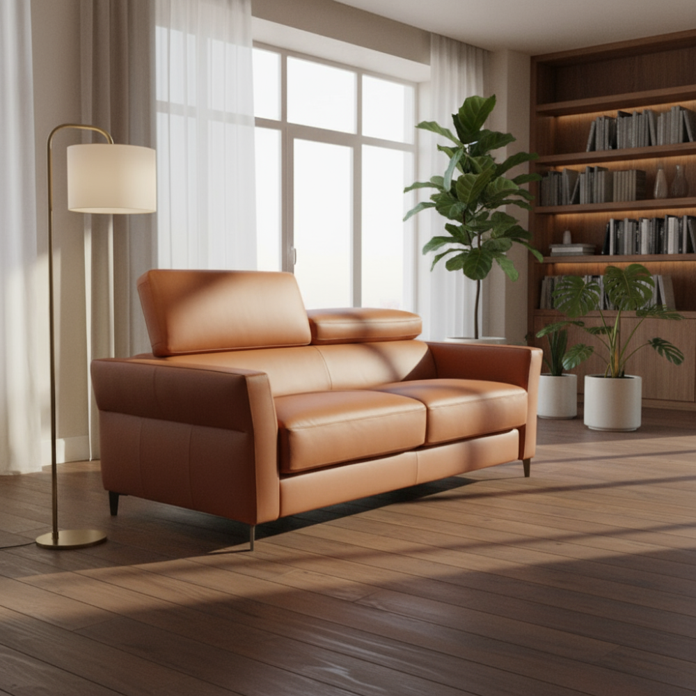 Sofá cama de diseño en piel modelo TARANTINO