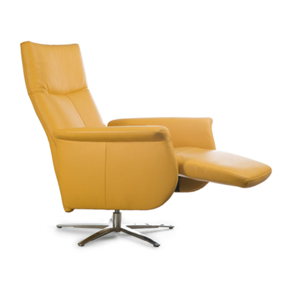 Sillón de diseño relax giratorio modelo THAIS en piel natural