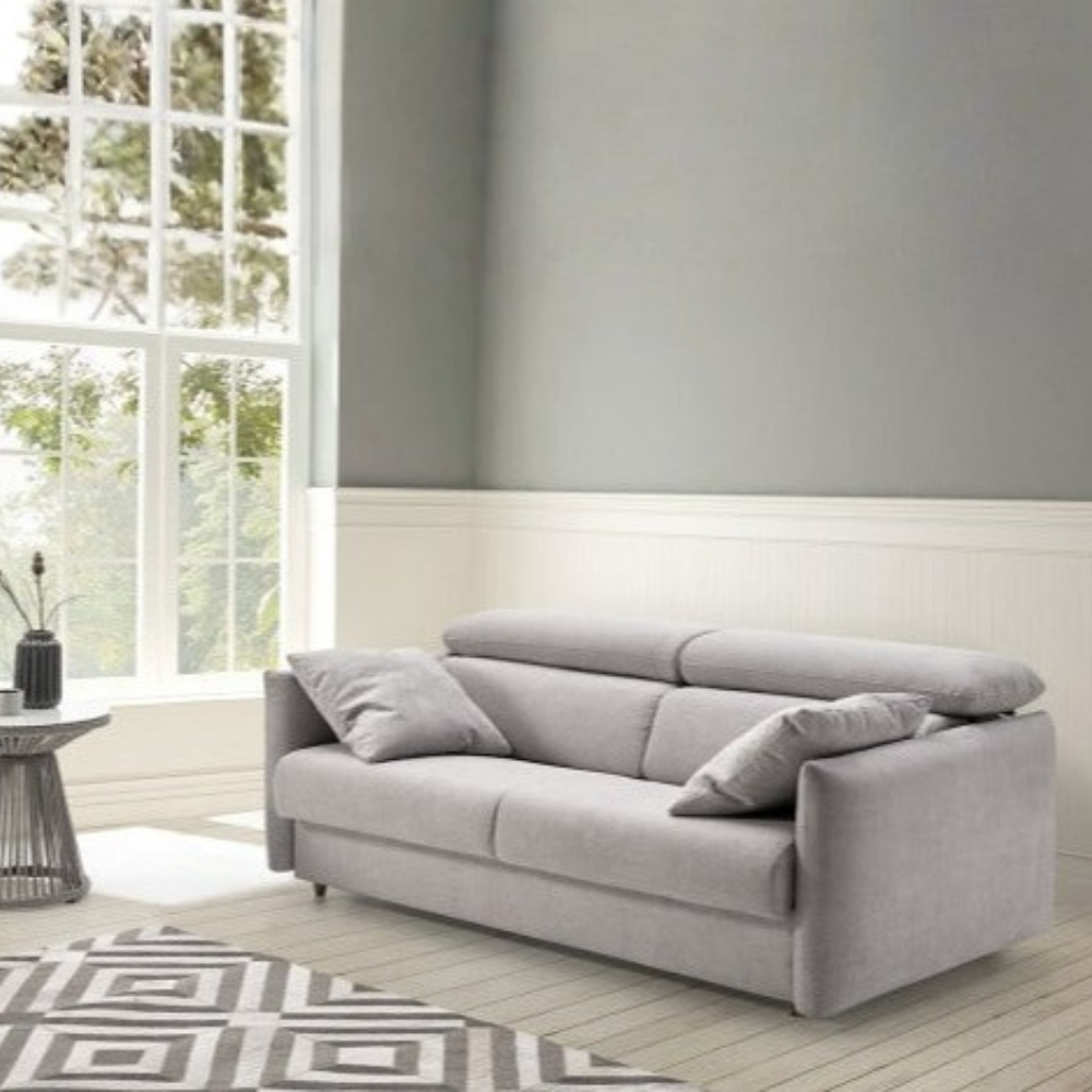 Sofá cama modelo TÍVOLI con sistema de apertura Italiano y cabezal abatible