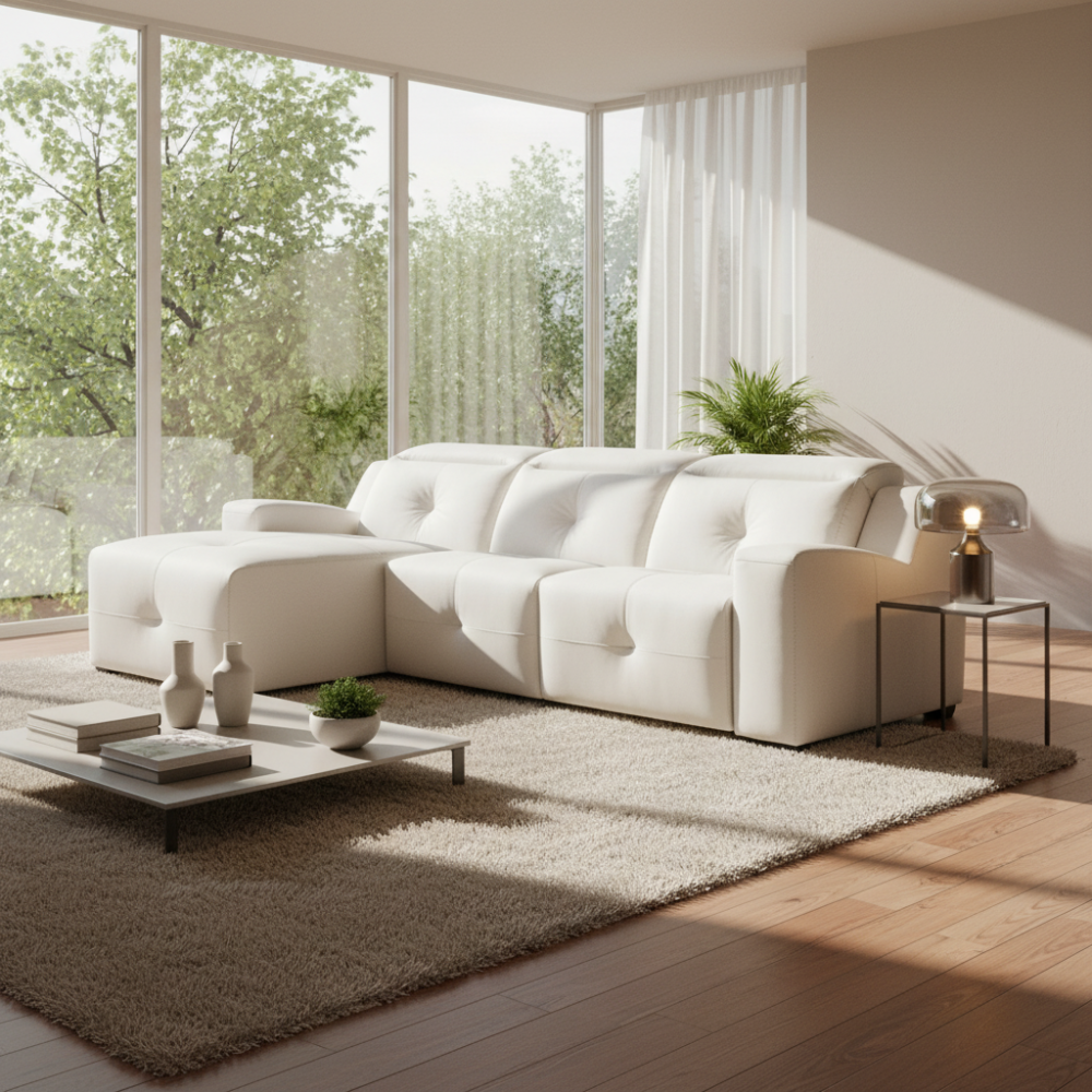 Chaiselongue modelo TRESOR asientos fijos en piel