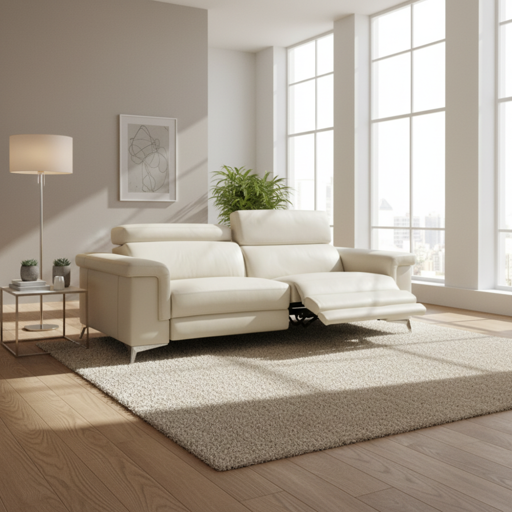 Sofá 2 asientos relax motorizados modelo VENICE tapizado piel