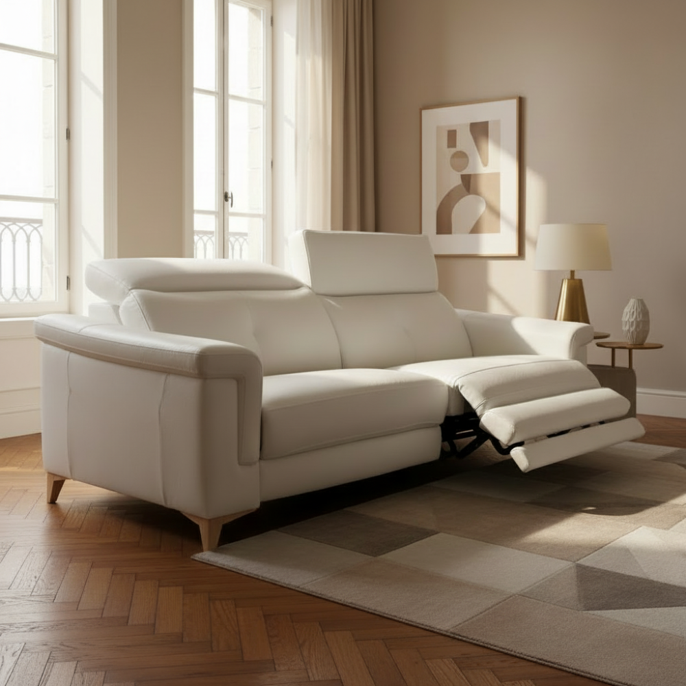 Sofa Relax con pata de madera modelo VICTORIA