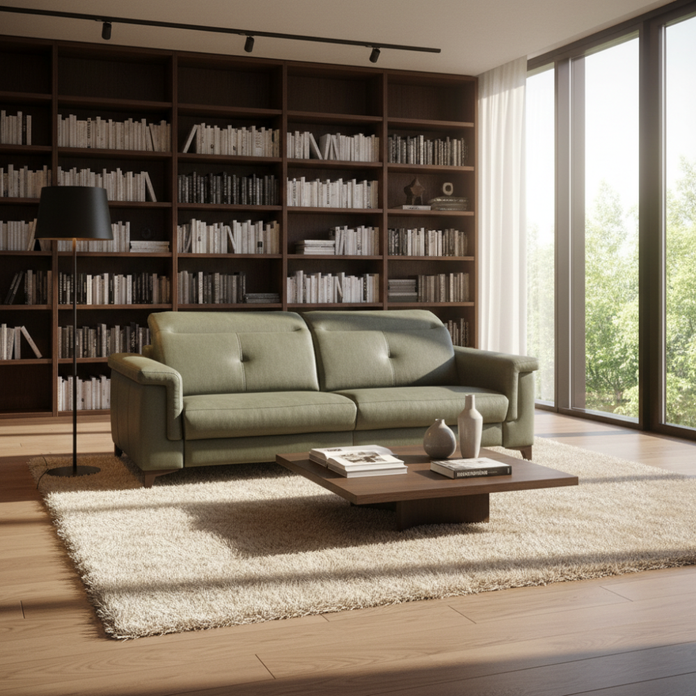 Sofa con pata de madera modelo VICTORIA Tapizado Aquaclean