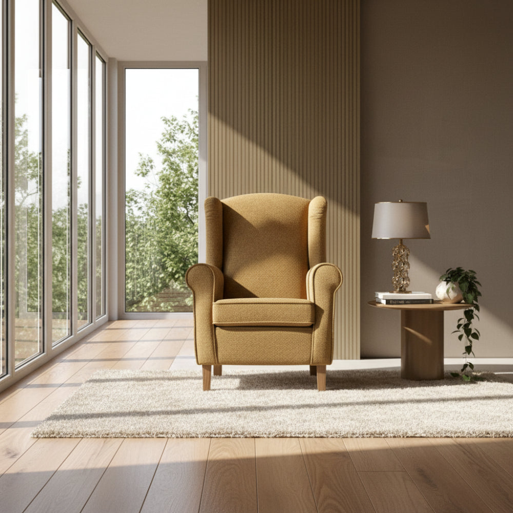 Sillón orejero modelo ORBE con pouf
