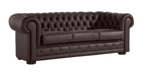 Sofa CHESTER tapizado en piel color Moka