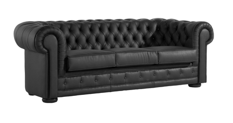 Sofa CHESTER tapizado en piel color Negro