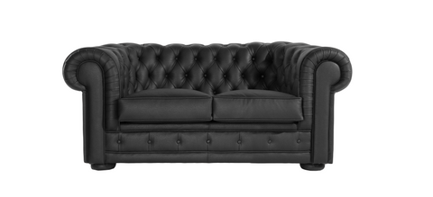 Sofa CHESTER tapizado en piel color Negro