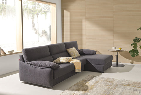 Sofá con chaiselongue cama modelo LIS con sistema de apertura Italiano