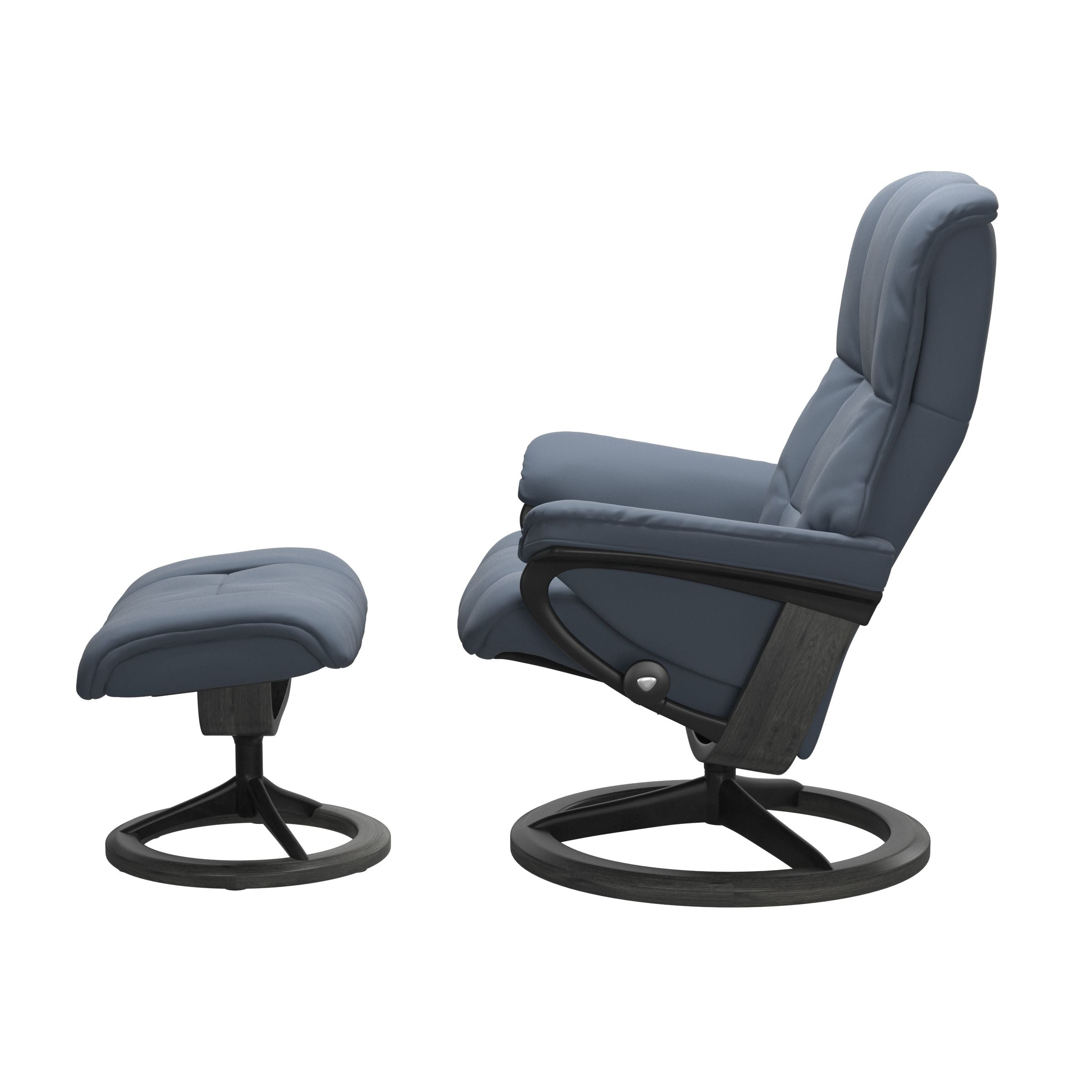 STRESSLESS modelo MAYFAIR con pie Signature en piel Paloma Sparrow Blue